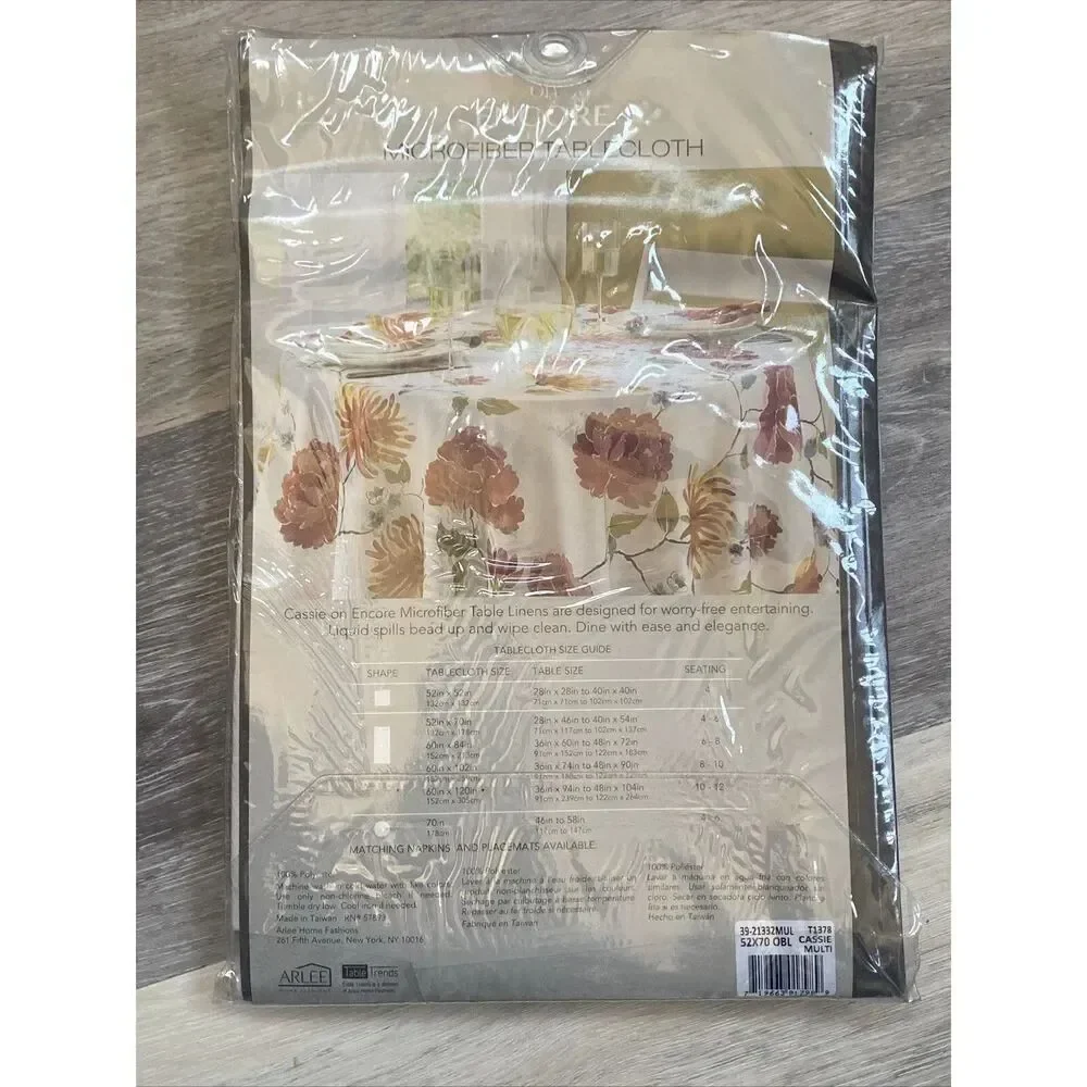 Arlee Home Fashions Multi Color Barrett Microfiber Tablecloth OBLONG 52”x70”